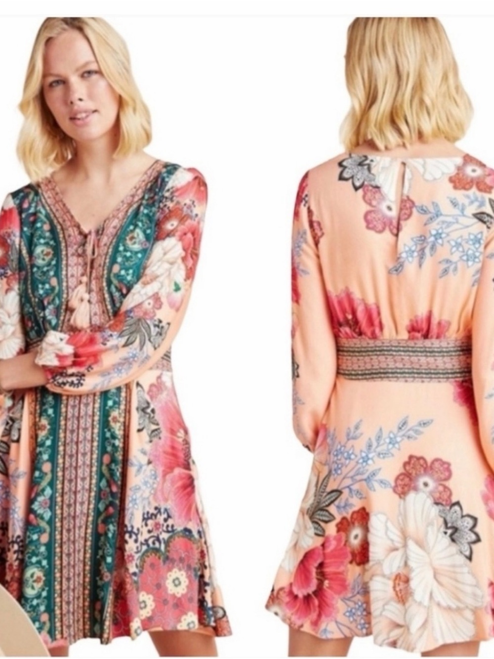 Farm Rio x Anthropologie Topanga Mini Dress XS pink combo